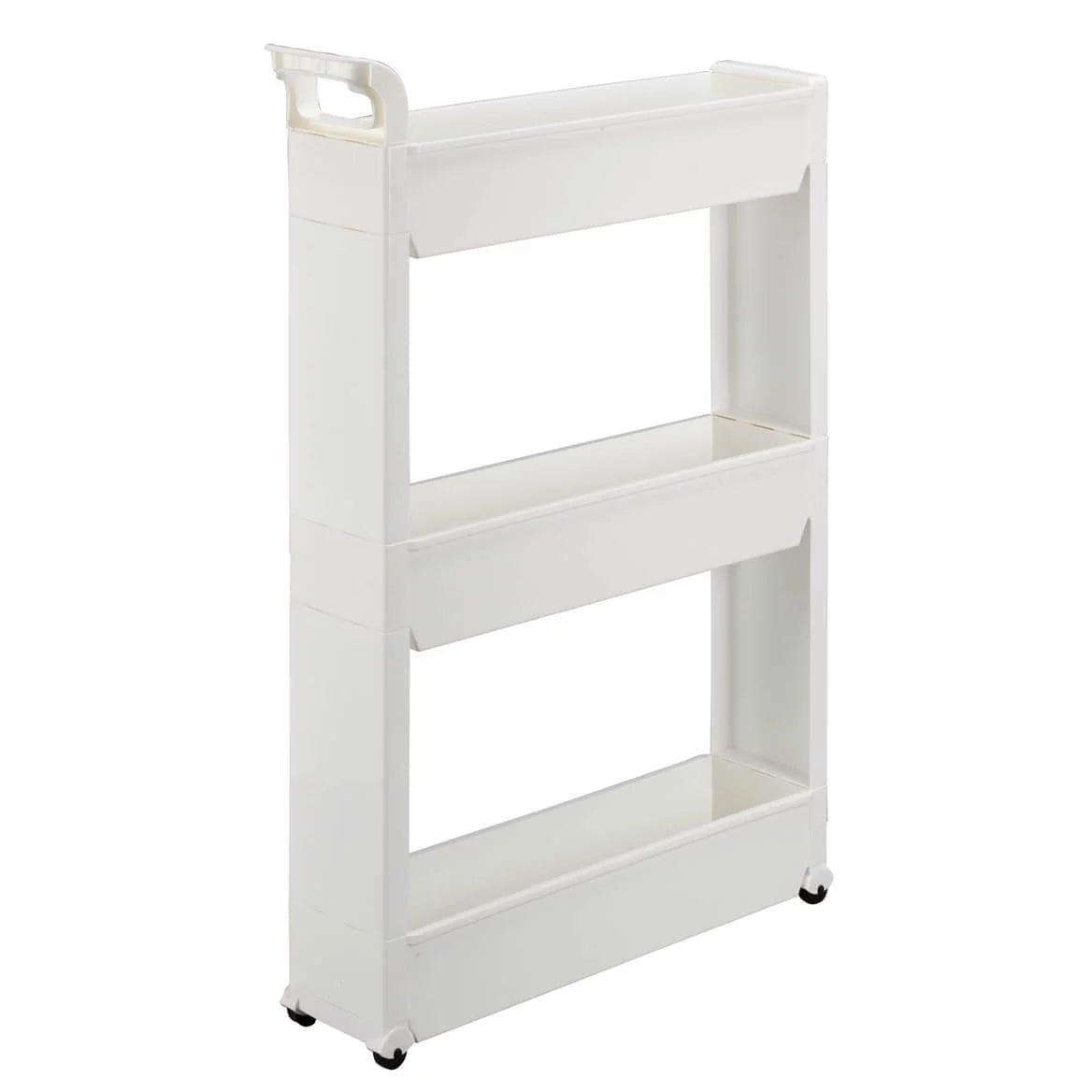 Slim Storage Cart with 3 Baskets and Rolling Casters, Durable Plastic, 21" x 5" x 28 1/4" P853216