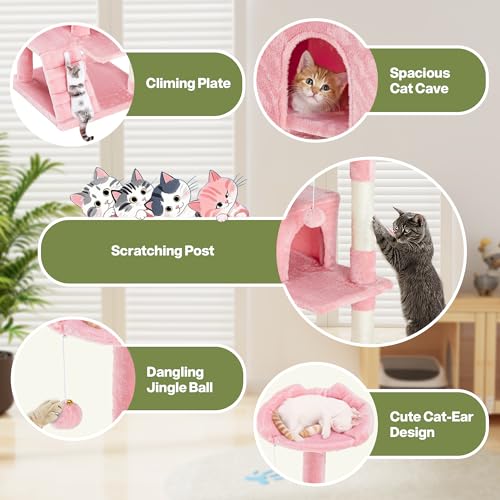 Dark Gray 54 Inches Cat Tree Tower with Scratching Post V752910
