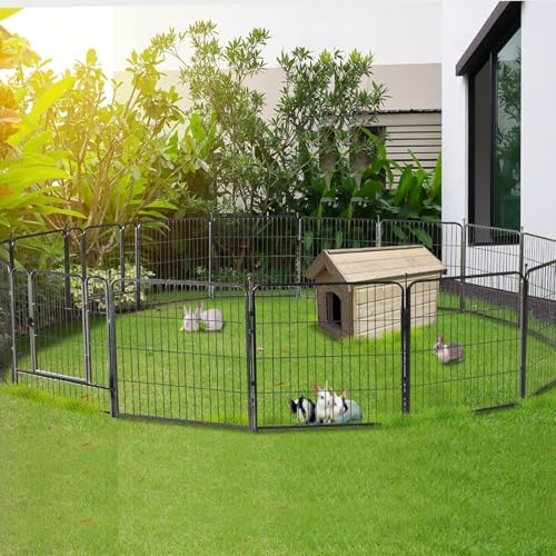 Silver Gray 8 Panels 32 inch Heavy Duty Folding Dog Playpen with Door H40712