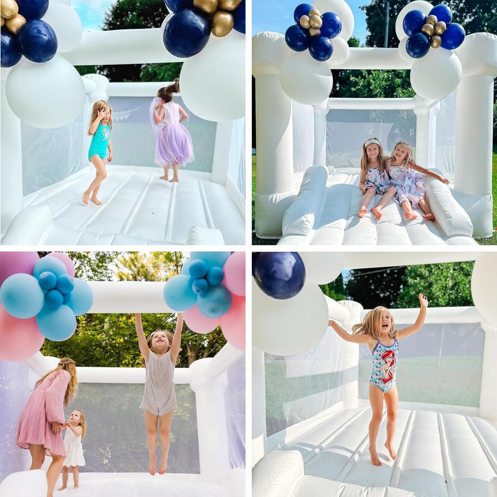 Small White Bounce House with Slide O8127