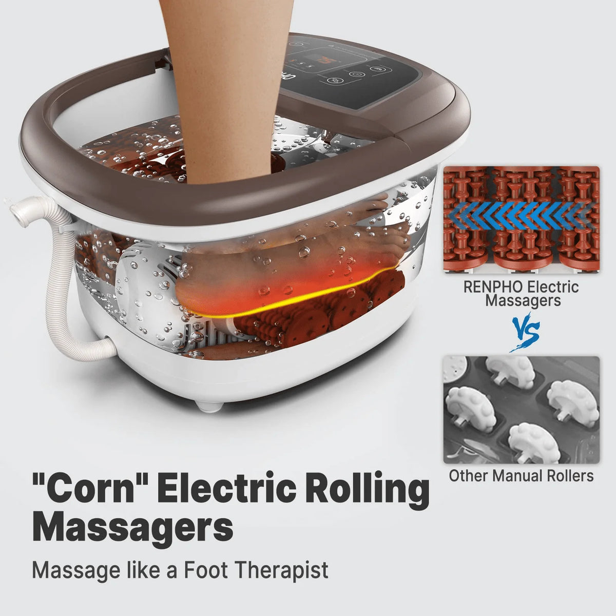 Foot Spa Bath Massager with Heat Bubbles Massage F8573