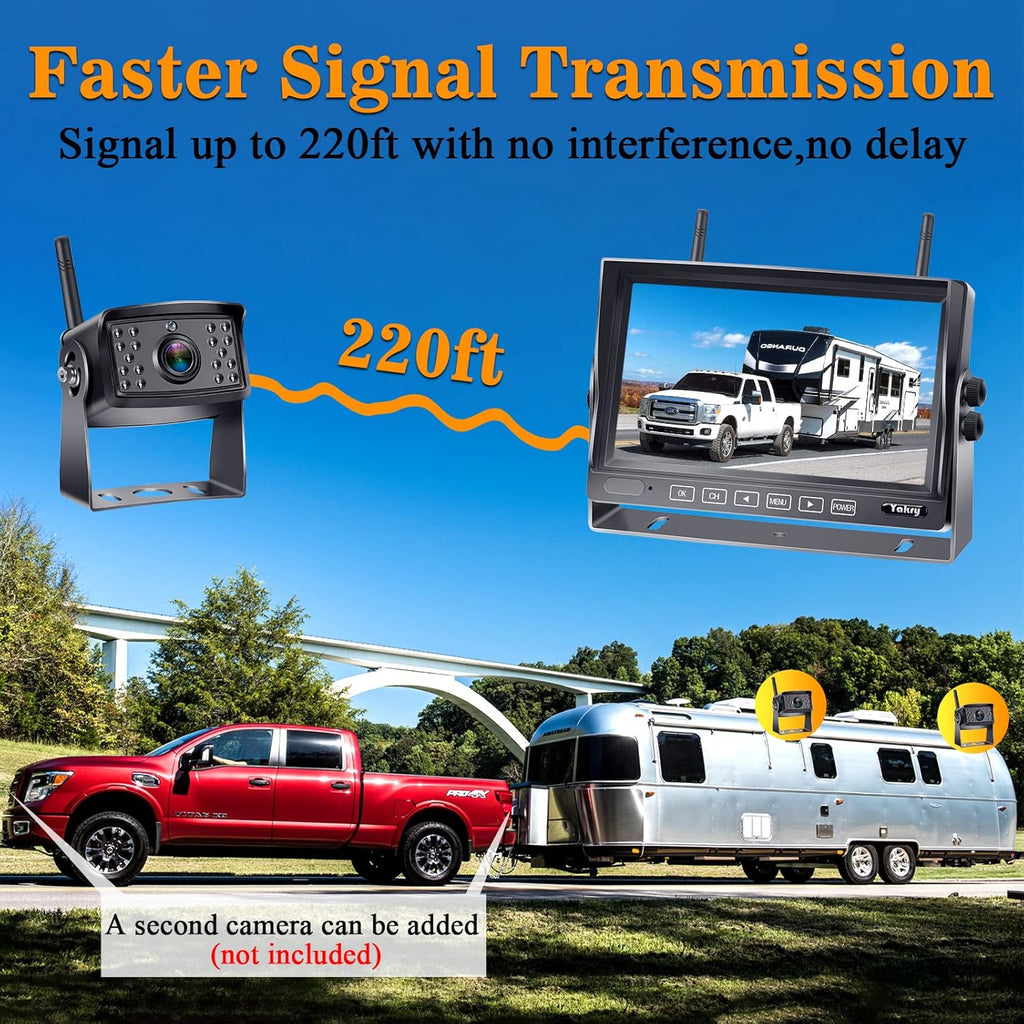 HD 1080P 7 Inch Monitor Wireless Backup Camera System P460
