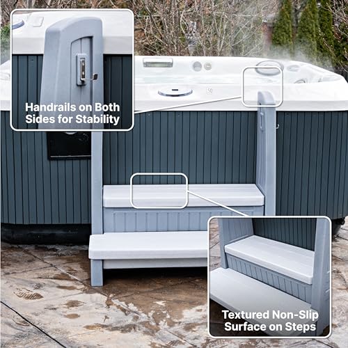 Gray 2-Step Storage Stool with Handrails O5622