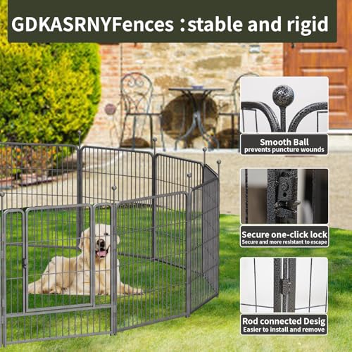 Silver Gray 8 Panels 32 inch Heavy Duty Folding Dog Playpen with Door H40712