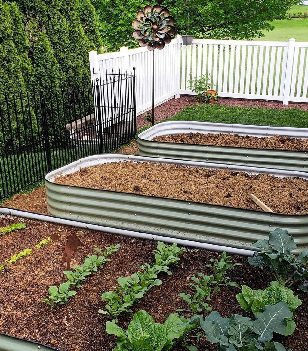 17" 10 in 1 Modular Metal Raised Gardening Bed Olive Green I15191