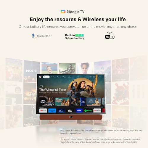 24-Inch Portable Smart Screen with Google TV, 3-Hour Battery Life, 1080P FHD, Matte Screen, HDR10, Dolby Audio, LED, Bluetooth M8139