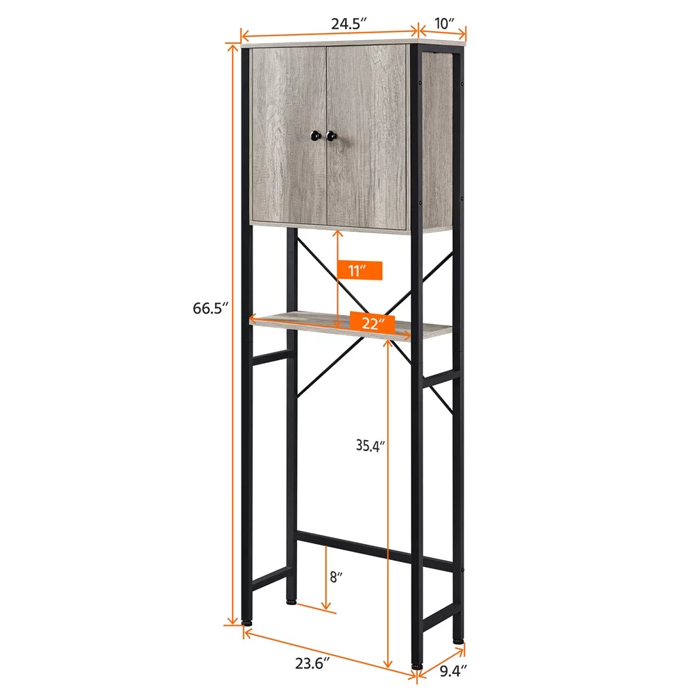 Gray 3-Tier Over the Toilet Storage Cabinet with Shelf W9572