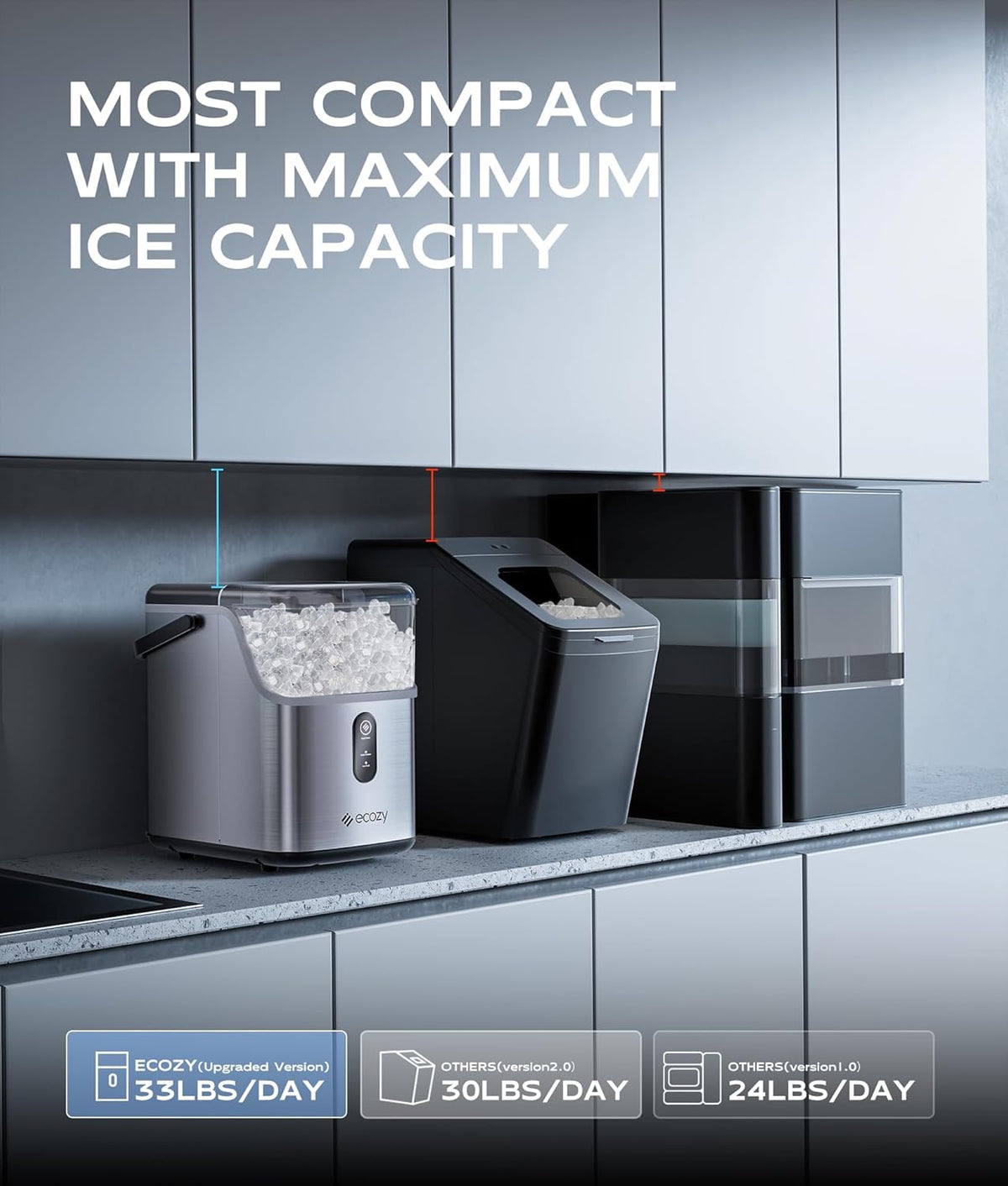 Stainless Steel Nugget Ice Maker, 33 lbs/24H N364060