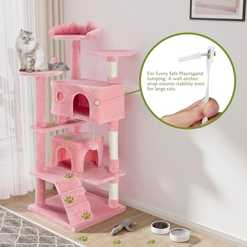 Dark Gray 54 Inches Cat Tree Tower with Scratching Post V752910