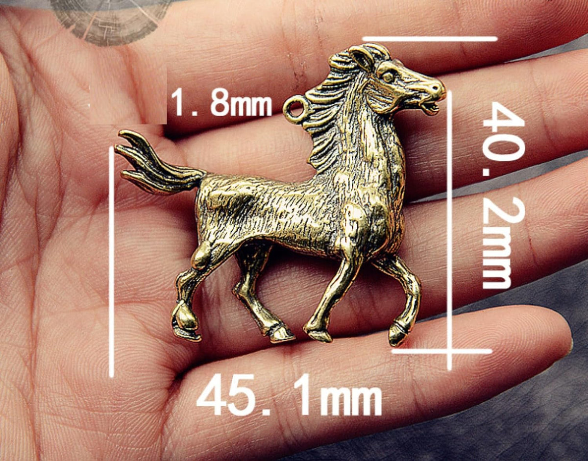 Solid Brass Zodiac Horse Keychain Pendant Q277