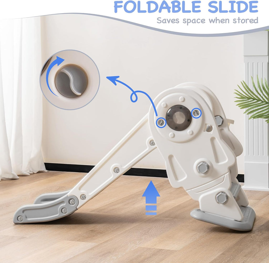 Toddler Slide Set, 2 in 1 Kids Slide with Climber and Basketball Hoop Z899