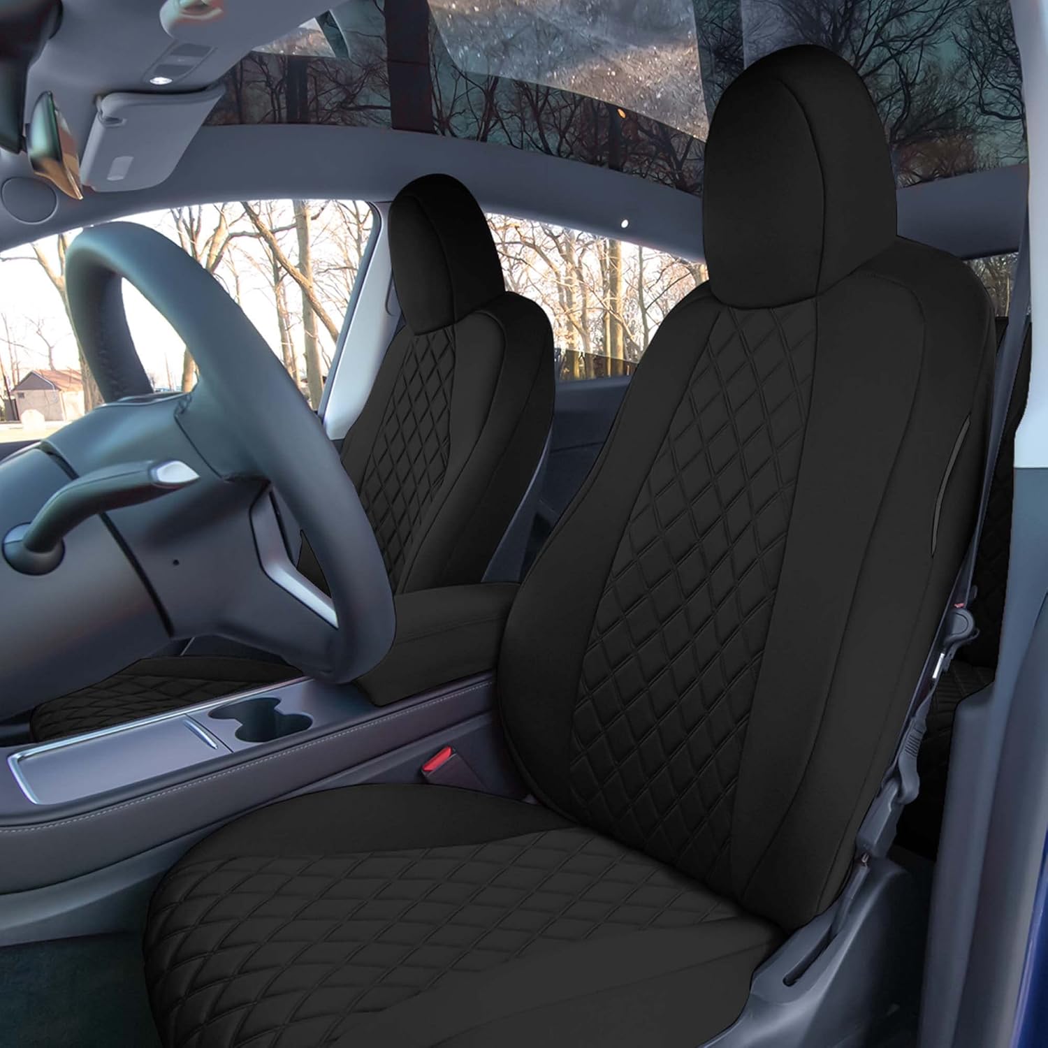 Black Neoprene Water Resistant Automotive Seat Covers Full Set P284179