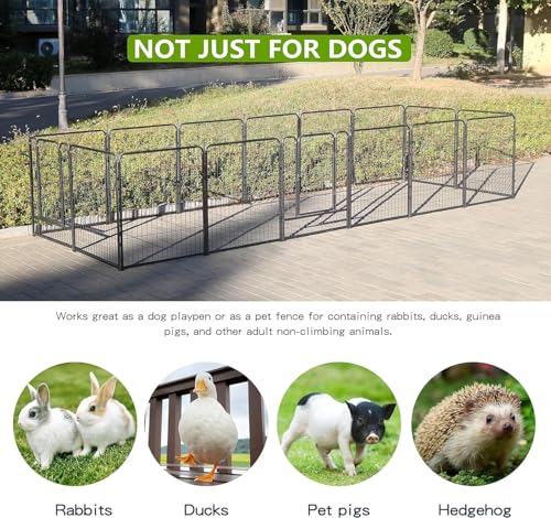Silver Gray 8 Panels 32 inch Heavy Duty Folding Dog Playpen with Door H40712