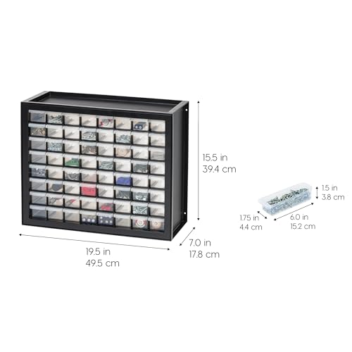 64 Drawer Plastic Parts Cabinet - Black F8817