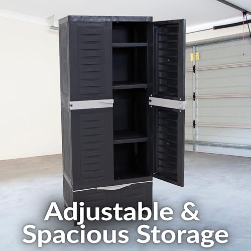 Lockable Storage Cabinet with 3 Adjustable Shelves - 57.5" H - Shadow L228