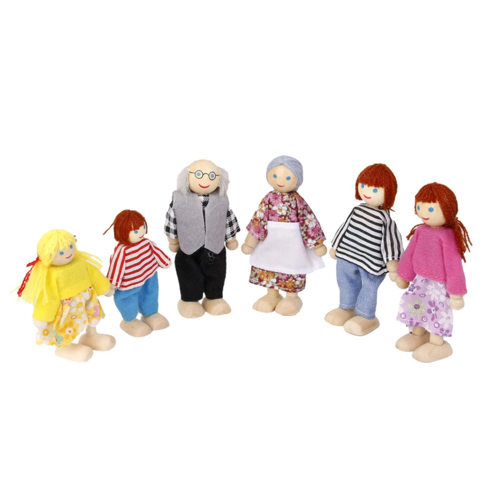 6-Pieces Wooden Doll Family for Dollhouse, 1:12 Scale S52850