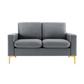 Grey Velvet Loveseat Sofa with Gold Metal Legs G5748