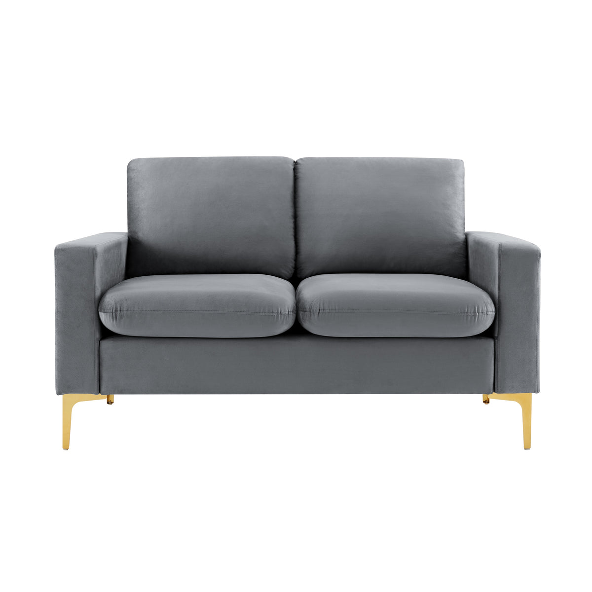 Grey Velvet Loveseat Sofa with Gold Metal Legs G5748