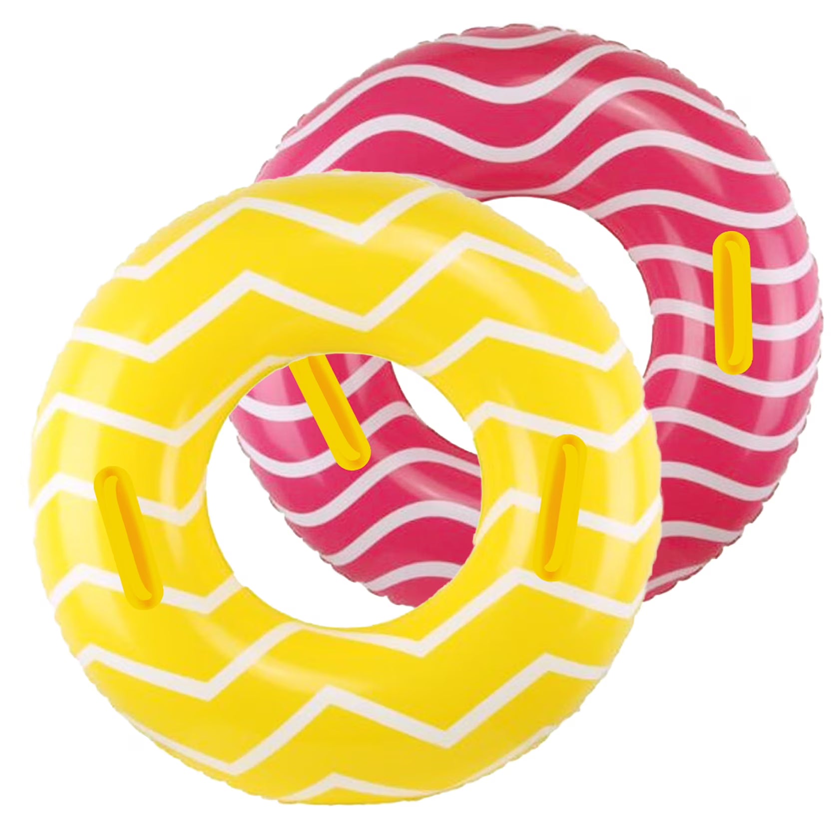 2 Pack Inflatable Pool Tubes with Handles, Pink Swimming Floats K76590