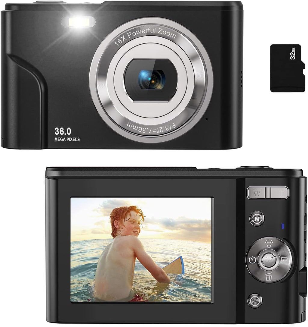 36MP Full HD 1080P Rechargeable Digital Camera with 32GB SD Card (Green) N68208
