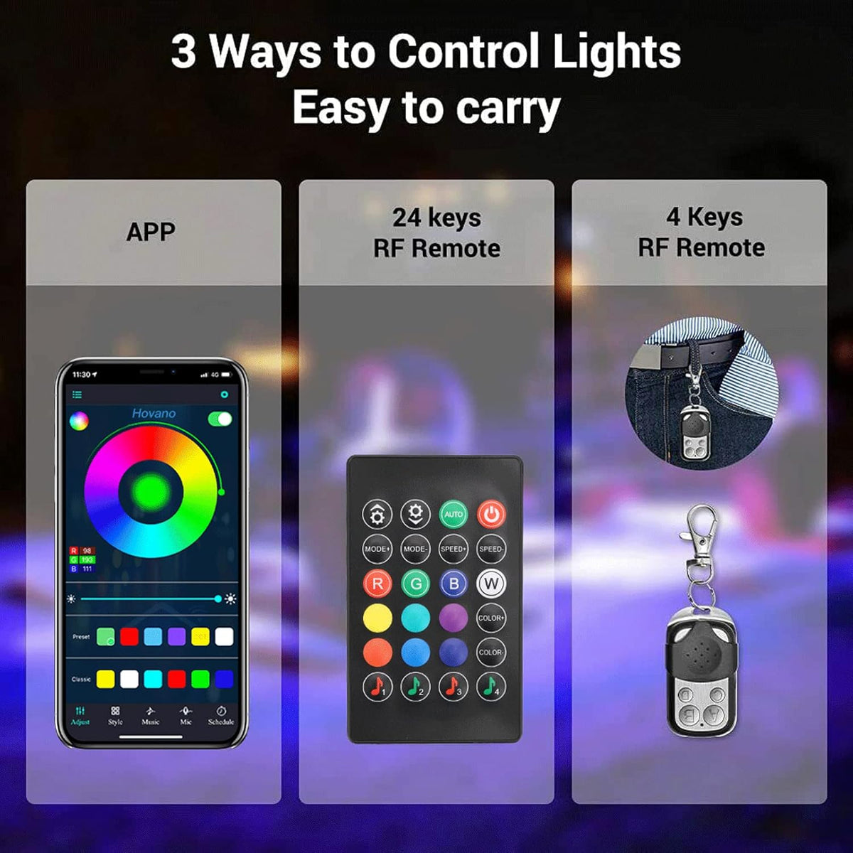 20 Pods Waterproof RGB LED Rock Lights for Car E1387