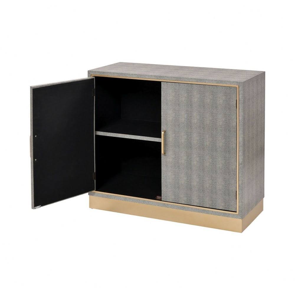 Gray Faux Shagreen and Metal Cabinet N542916