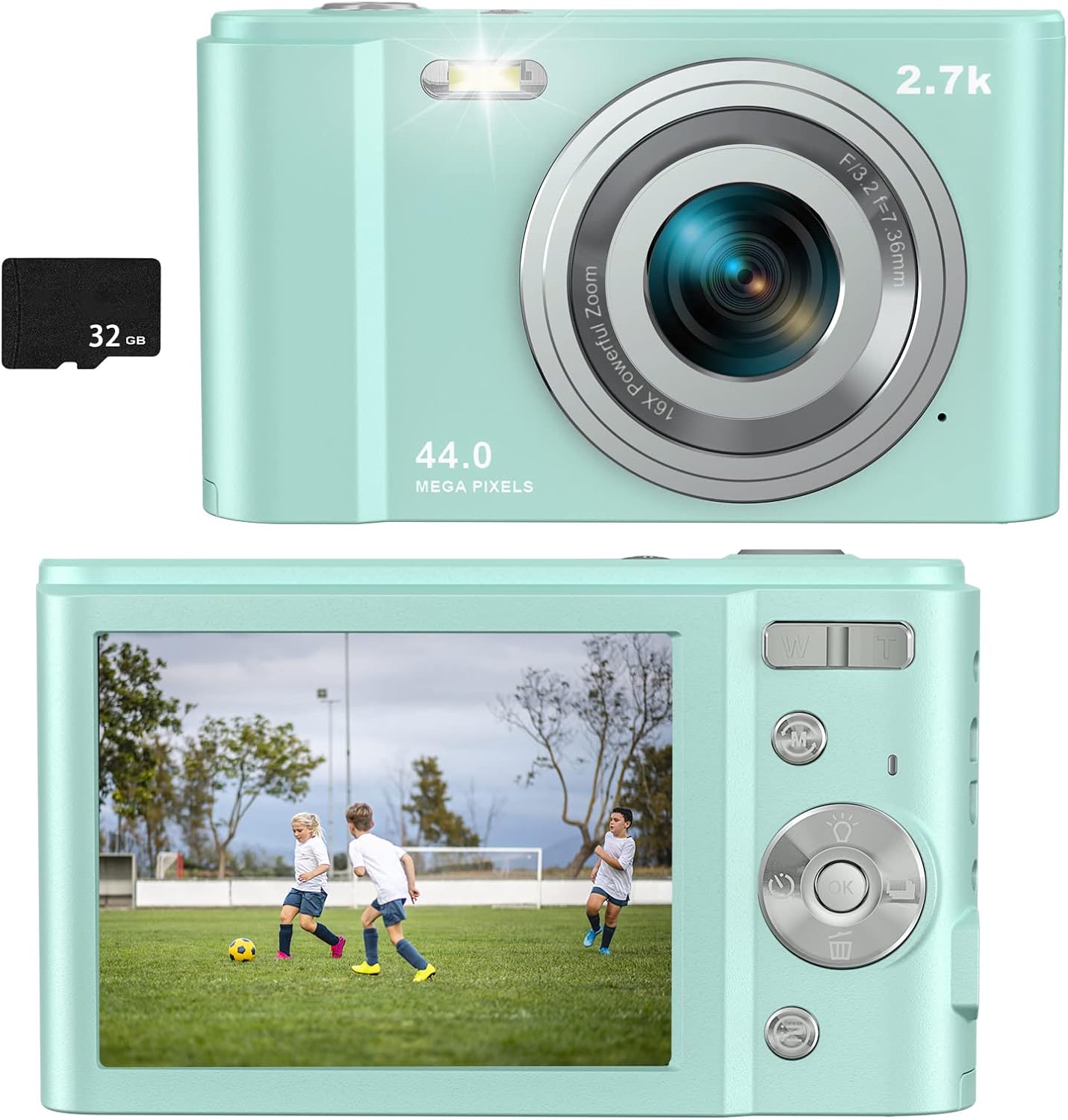 36MP Full HD 1080P Rechargeable Digital Camera with 32GB SD Card (Green) N68208