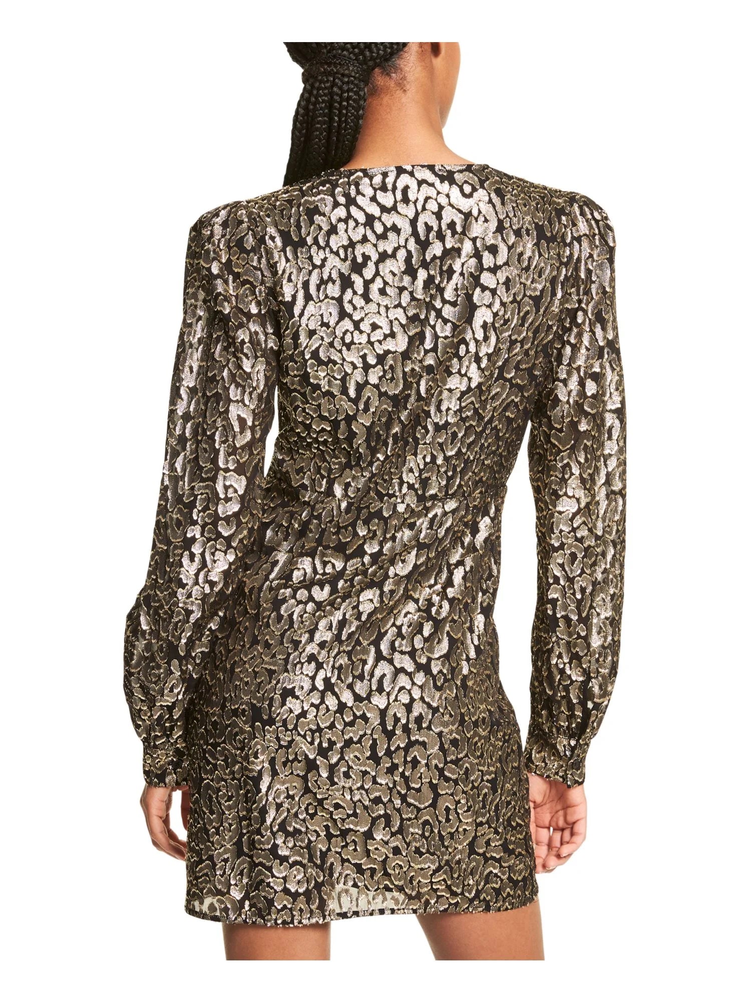 Black Metallic Animal Print Sheath Dress 4 F32343