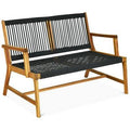 Black Acacia Wood Patio Bench J11661