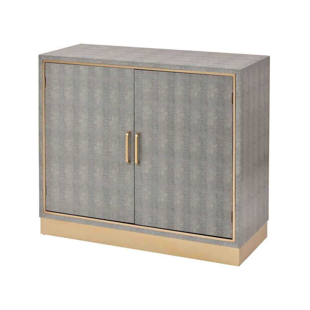 Gray Faux Shagreen and Metal Cabinet N542916