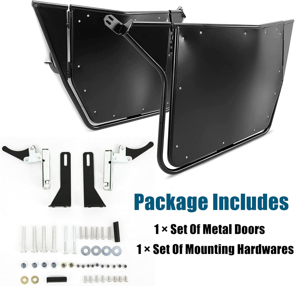 2 Pcs Metal Doors For Polaris RZR 800 S 800 RZR 570 XP 900, UTV Dual Stage Slam Latch 2 Door Models 1 Pair (Black) C7036