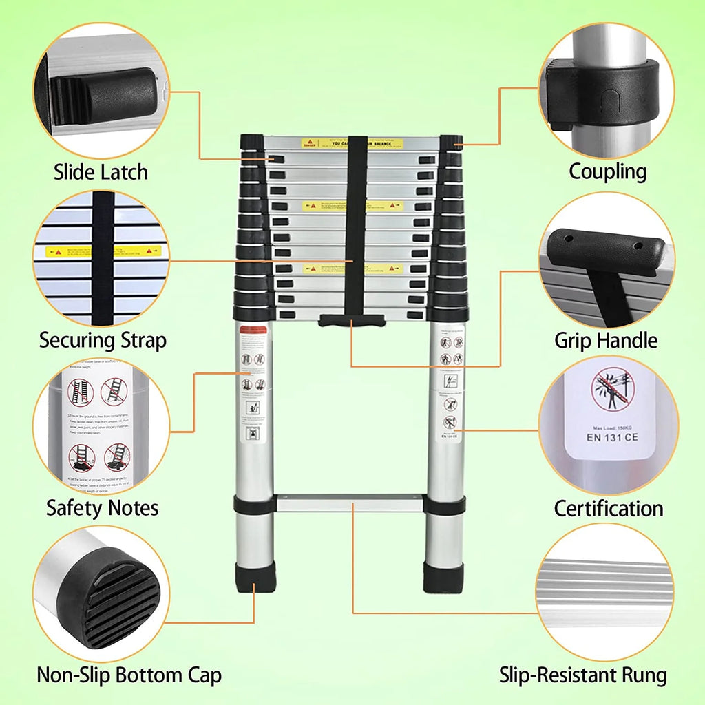 5M Heavy Duty Multi-Purpose Alu Telescopic Extendable Ladder Z67510