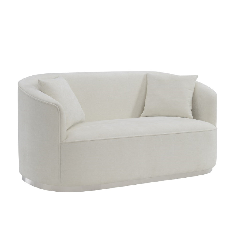 Beige Chenille Loveseat with 2 Pillows R20011