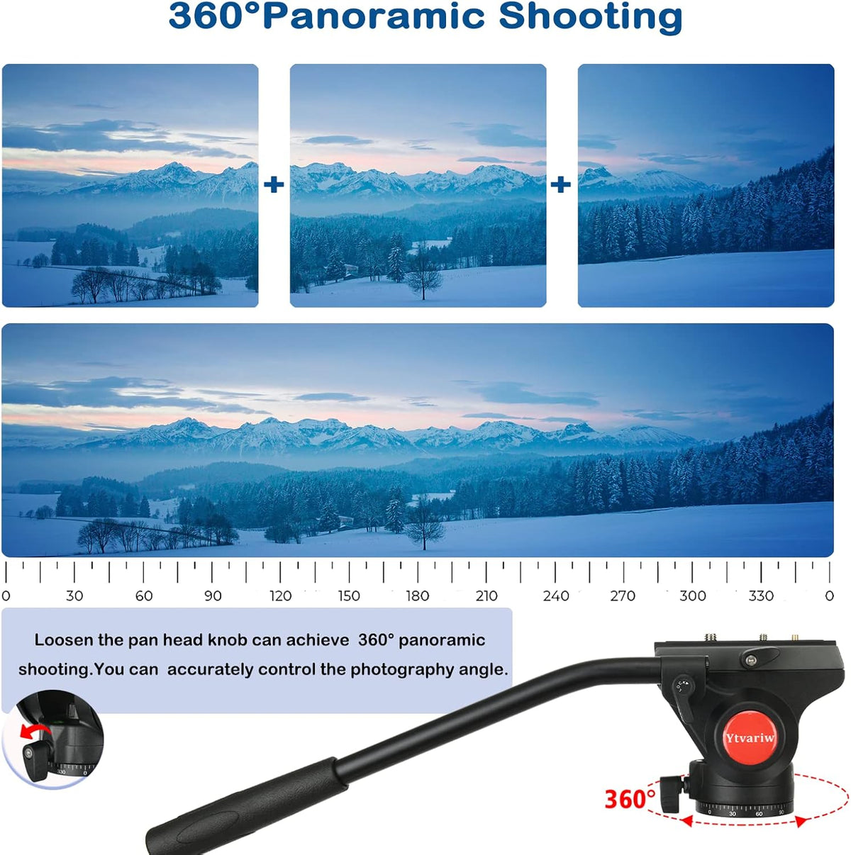 Heavy Duty Video Camera Tripod Fluid Drag Pan Head with 1/4” and 3/8” Screws QR Plate, Max Loading 13.2lbs, Pack of 2 F22319