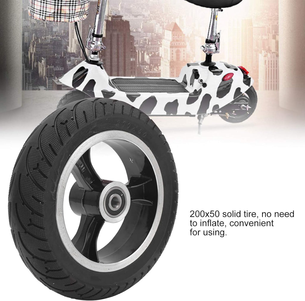 8in 200x50 Aluminium Alloy Front Solid Wheel Non-Pneumatic Tire with Hub, Pack of 2 O1758