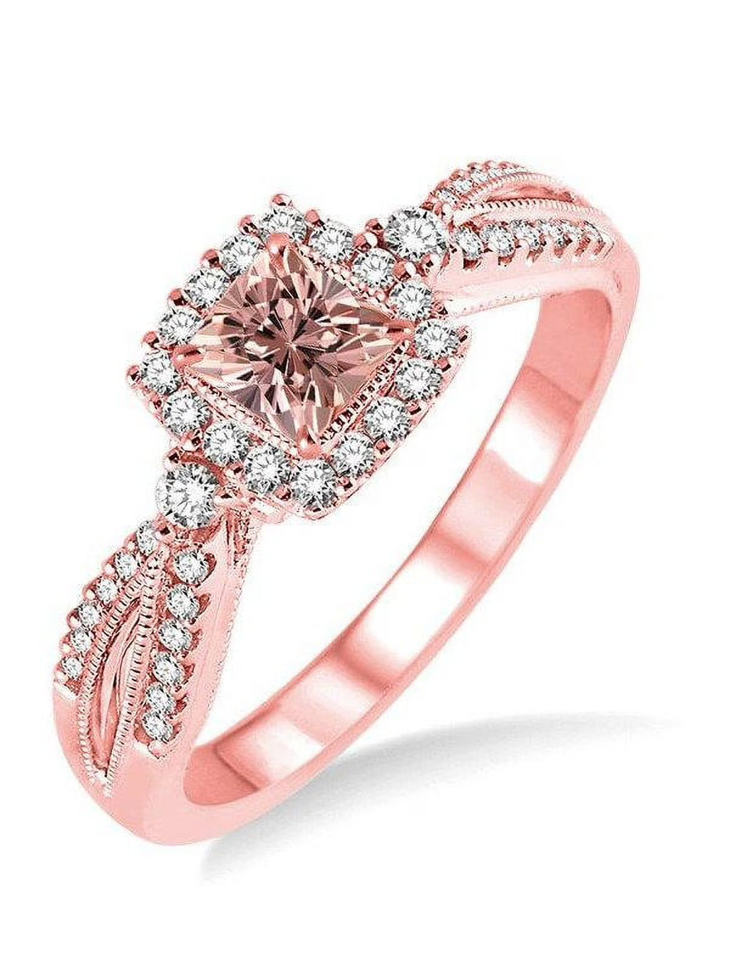 14k Rose Gold Morganite and Diamond Engagement Ring H821522