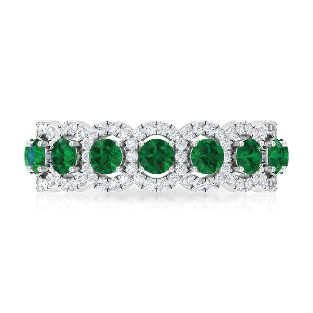 3.25 CT Created Emerald and Zircon Eternity Ring, 925 Sterling Silver, US 4.00 P84093