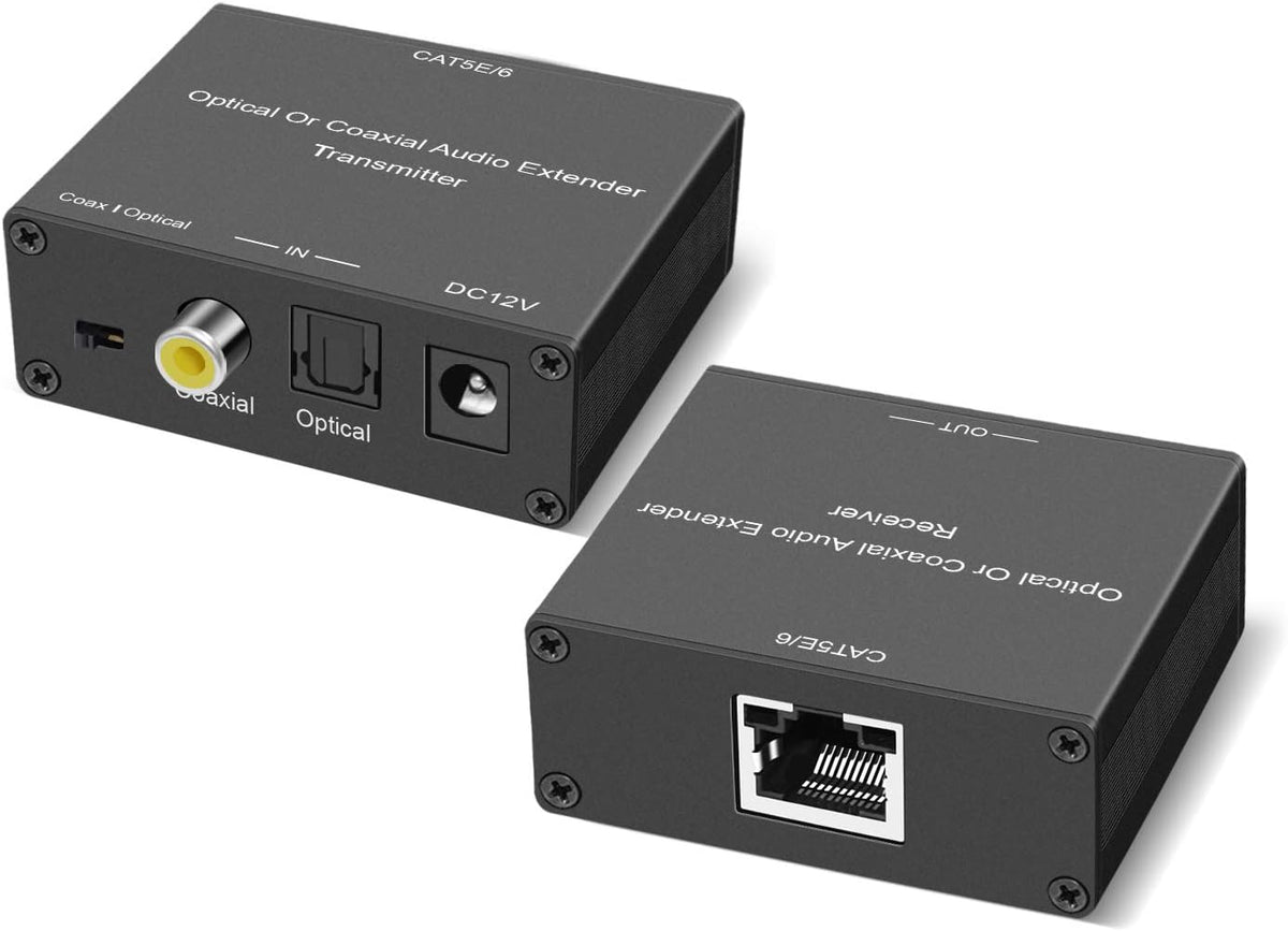 Digital Optical/Coaxial Audio Extender/Converter over Cat5e/6 Cable up to 500’ J258
