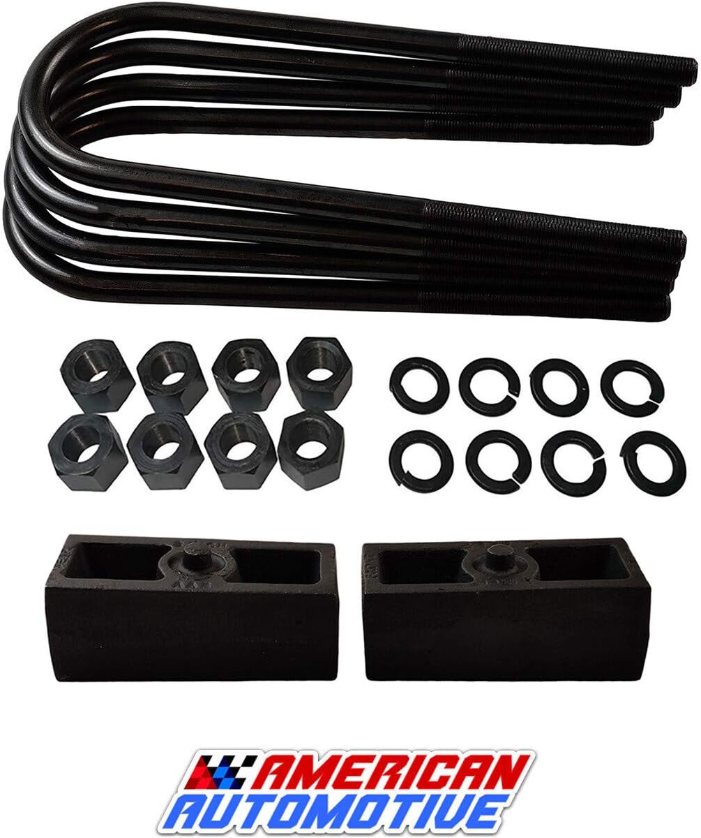 2 Rear Suspension Lift Solid Cast Iron Blocks with 11 Round Leaf Spring Axle U Bolts W228684