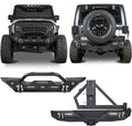 Front & Rear Bumpers Combo with Winch Plate & Spare Tire Carrier & LED Lights & D Rings A689