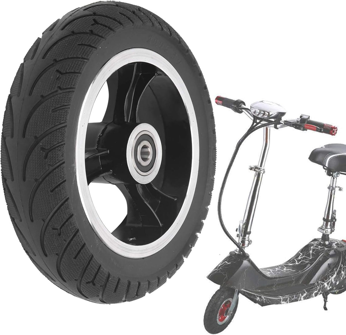 8in 200x50 Aluminium Alloy Front Solid Wheel Non-Pneumatic Tire with Hub, Pack of 2 O1758