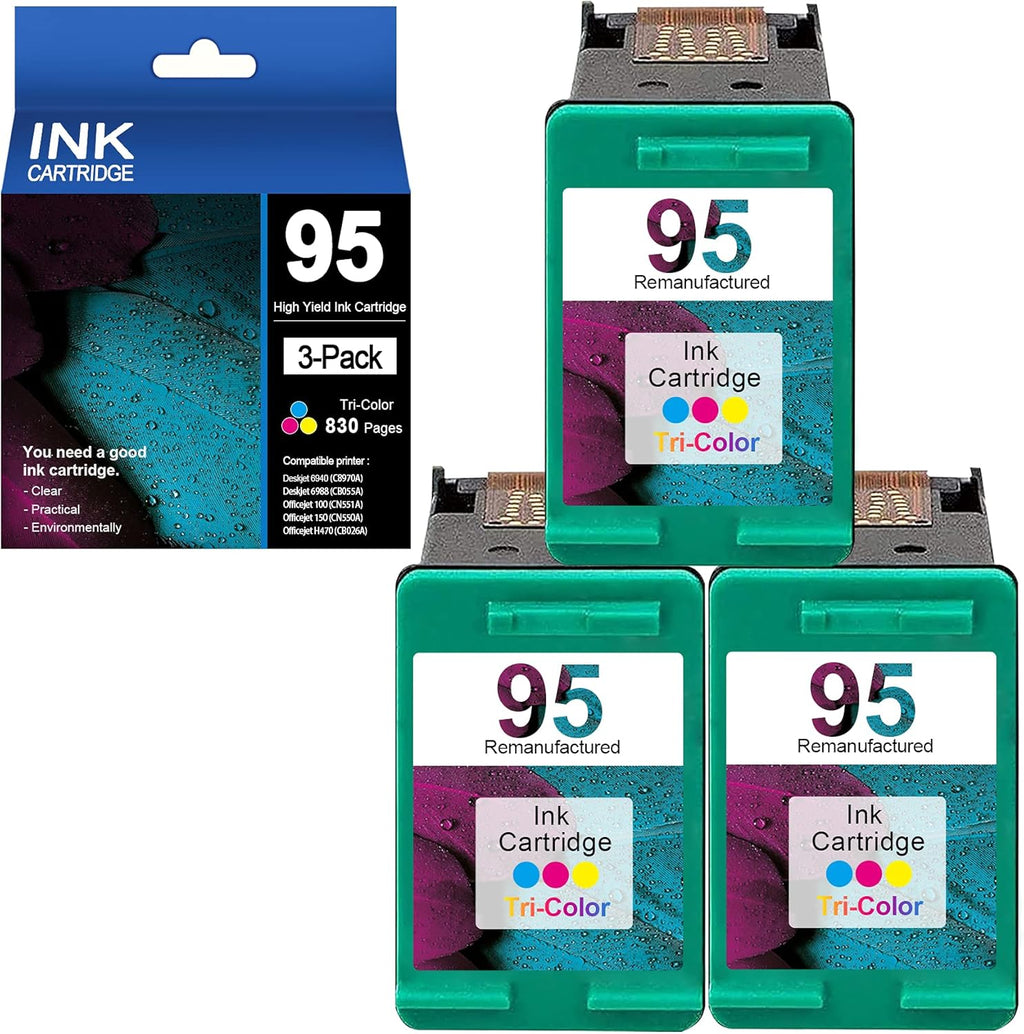 3-Pack Remanufactured Ink Cartridge for HP Deskjet Printer (Tri-Color) H8883