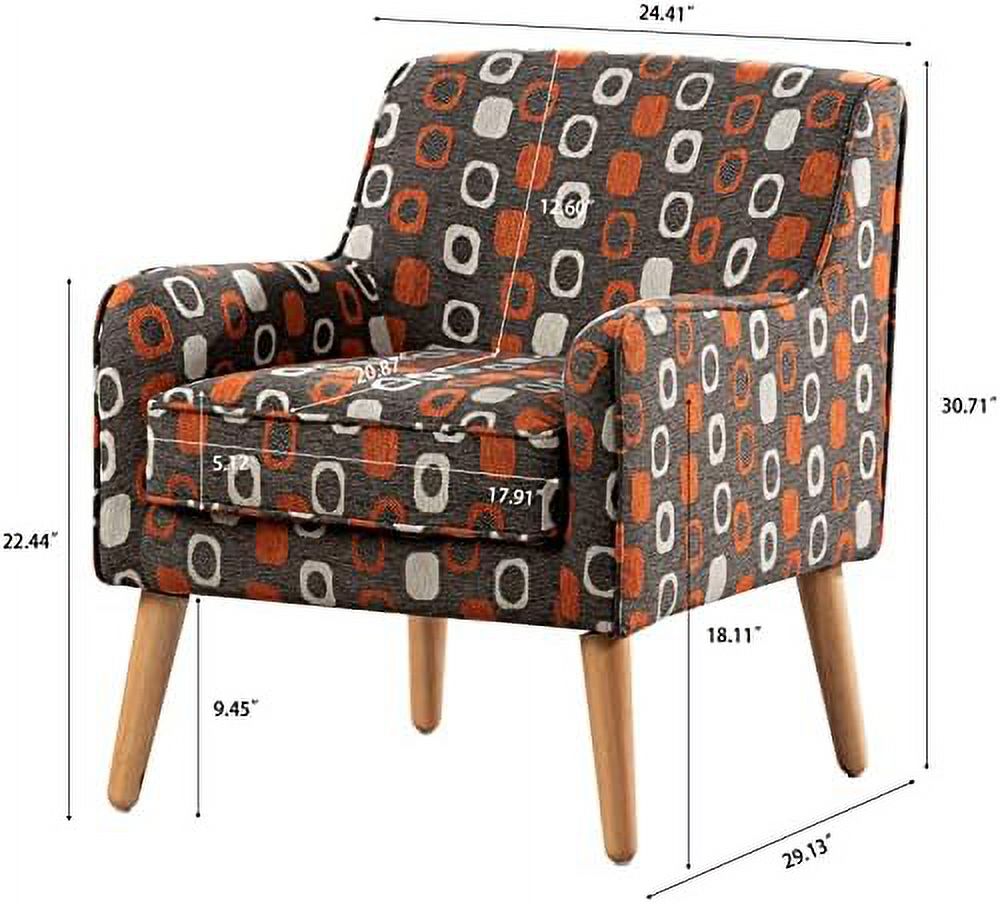 Grey Pattern Linen Fabric Accent Chair M516350