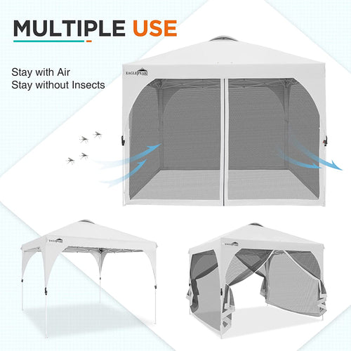 10' x 10' Pop Up Canopy Tent with Mosquito Netting and Wheeled Carrying Bag O93482