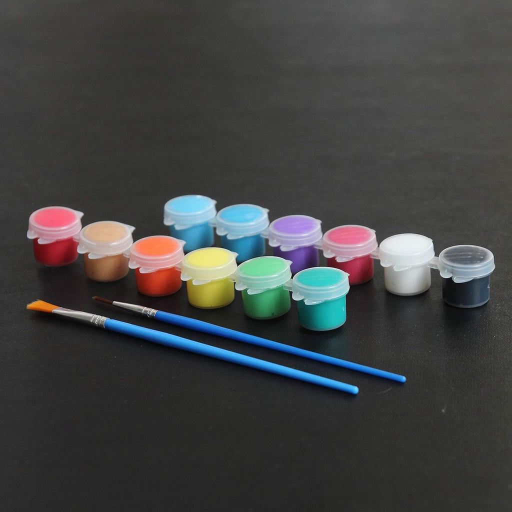 24 Pack Acrylic Paint Sets, 12 Colors with 2 Brushes V8802