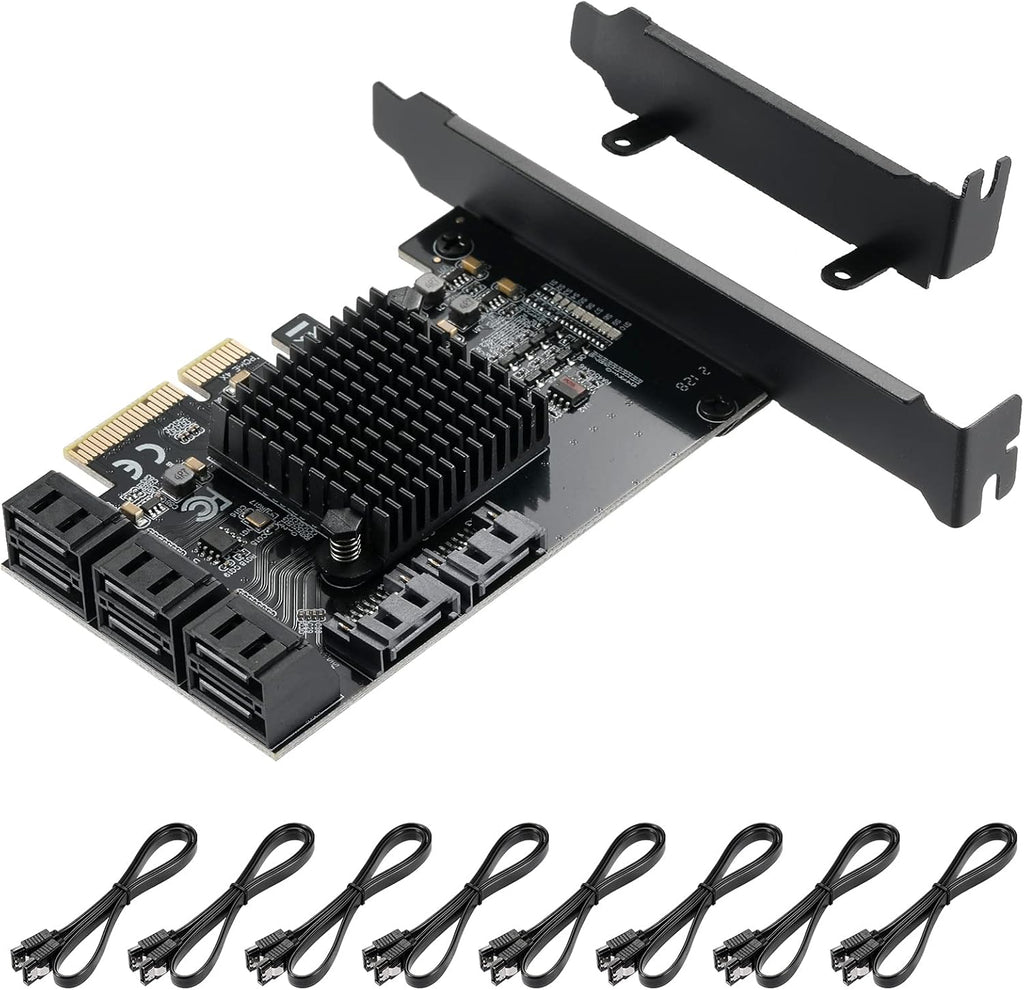PCIE to SATA 3.0 6 Gbps Controller with 8 SATA Cables H82924