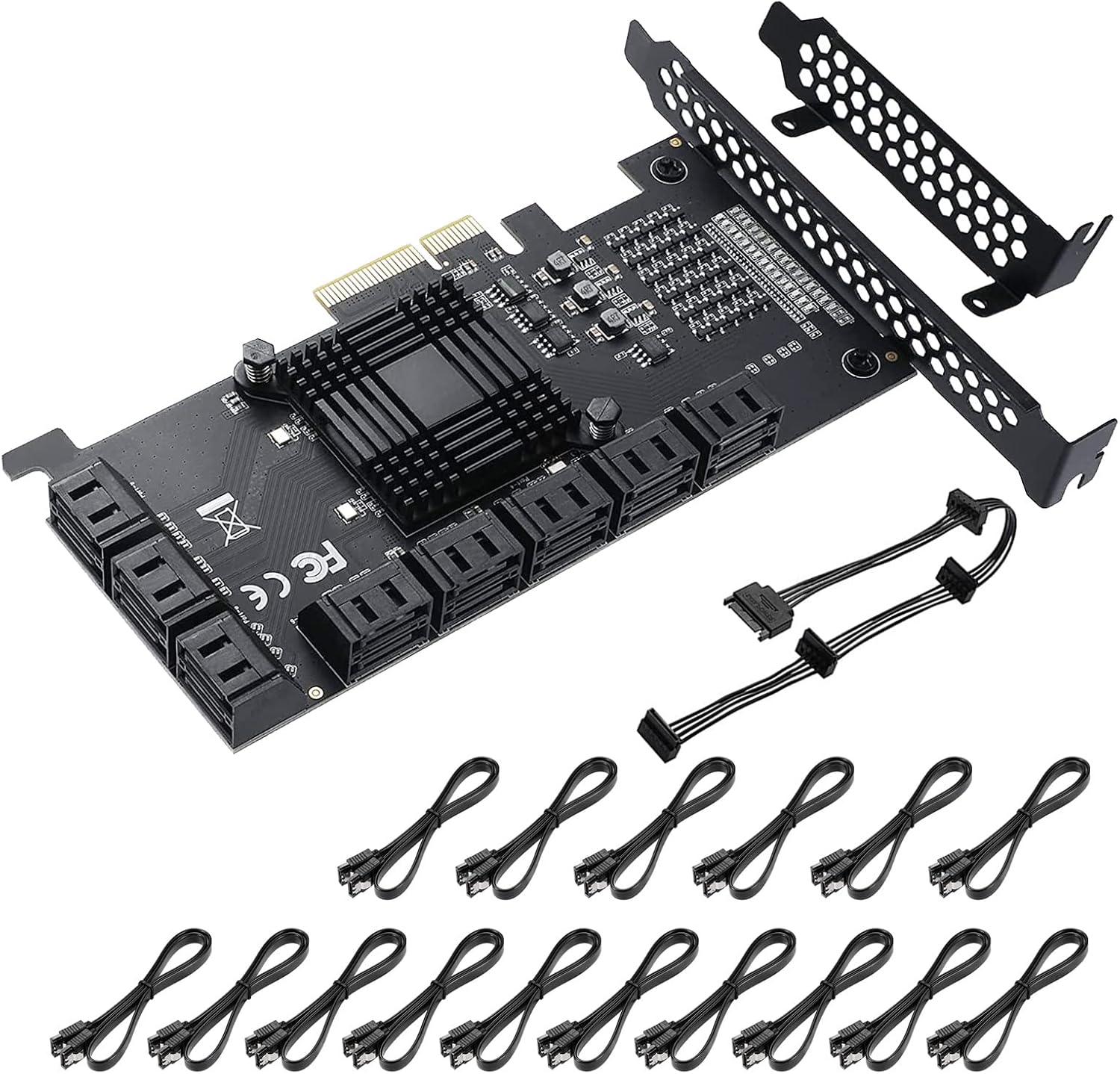 PCIE to SATA 3.0 6 Gbps Controller with 8 SATA Cables H82924