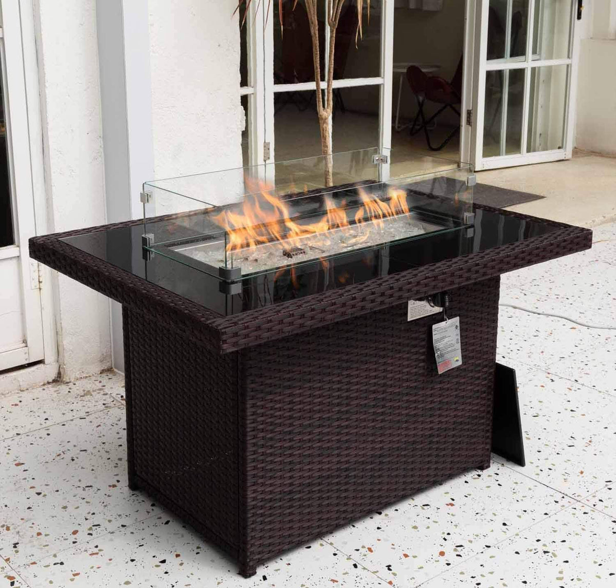 Rectangle Propane Fire Table 55,000 BTU with 8mm Tempered Glass Top A979148