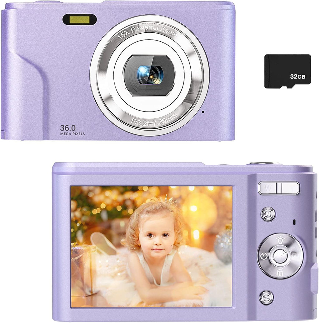 36MP Full HD 1080P Rechargeable Digital Camera with 32GB SD Card (Green) N68208