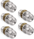 5 Pack Round Door Knobs with Lock in Satin Nickel U7022
